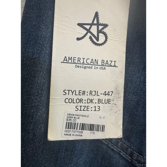 NWT American Bazi 13 Juniors Blue Boyfriend High Rise Distressed Jeans #5517 - Picture 16 of 16